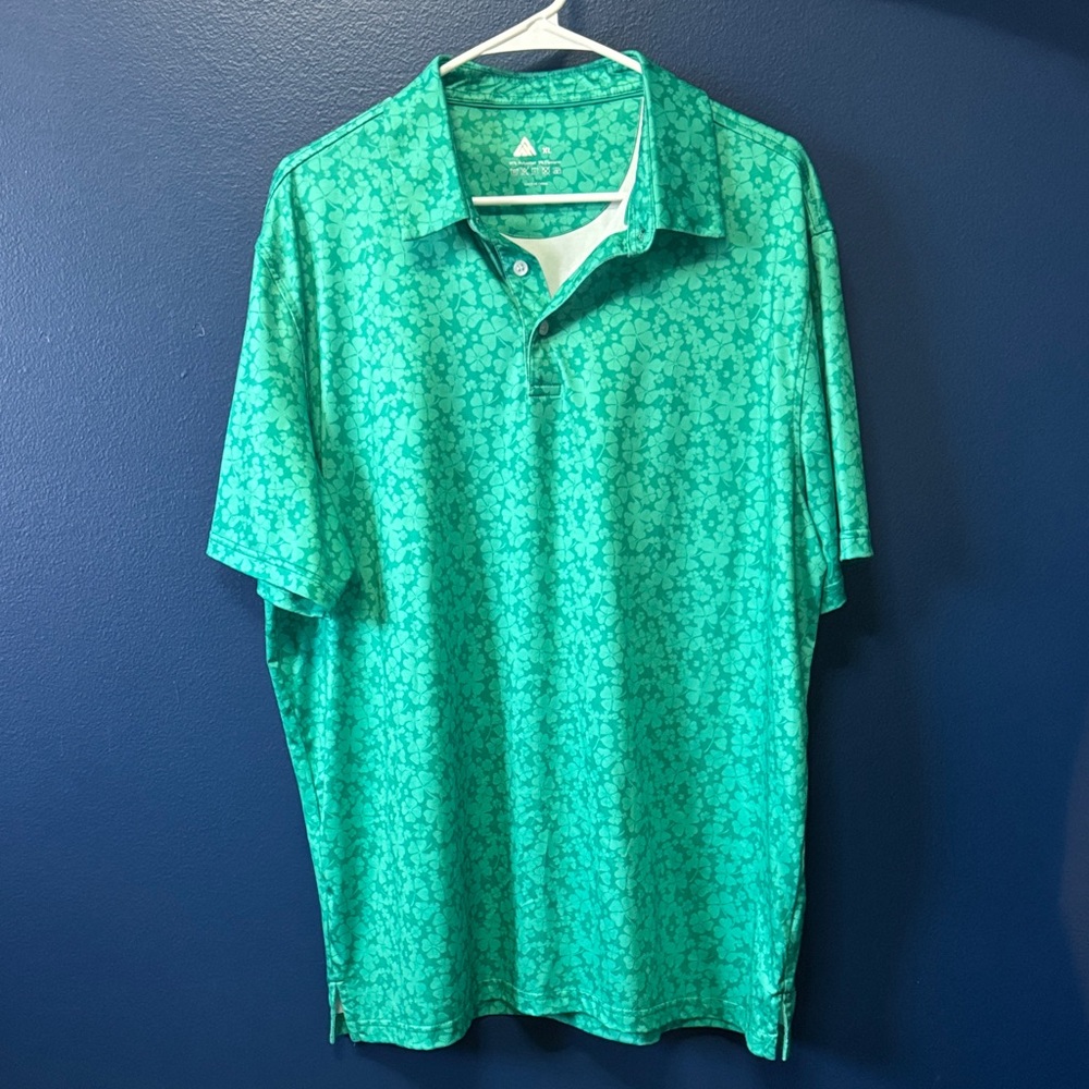 Kelly Green Patterned XL Men's Polo Shirt